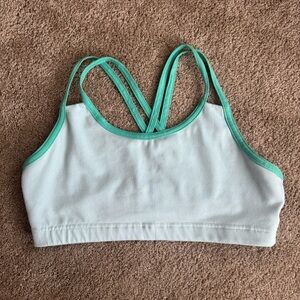 Blue and Green Strappy Sports Bra